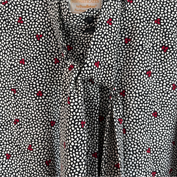 VTG Country Sophisticates by Pendleton Black and White Patterned Tie Blouse 12 - Picture 5 of 8